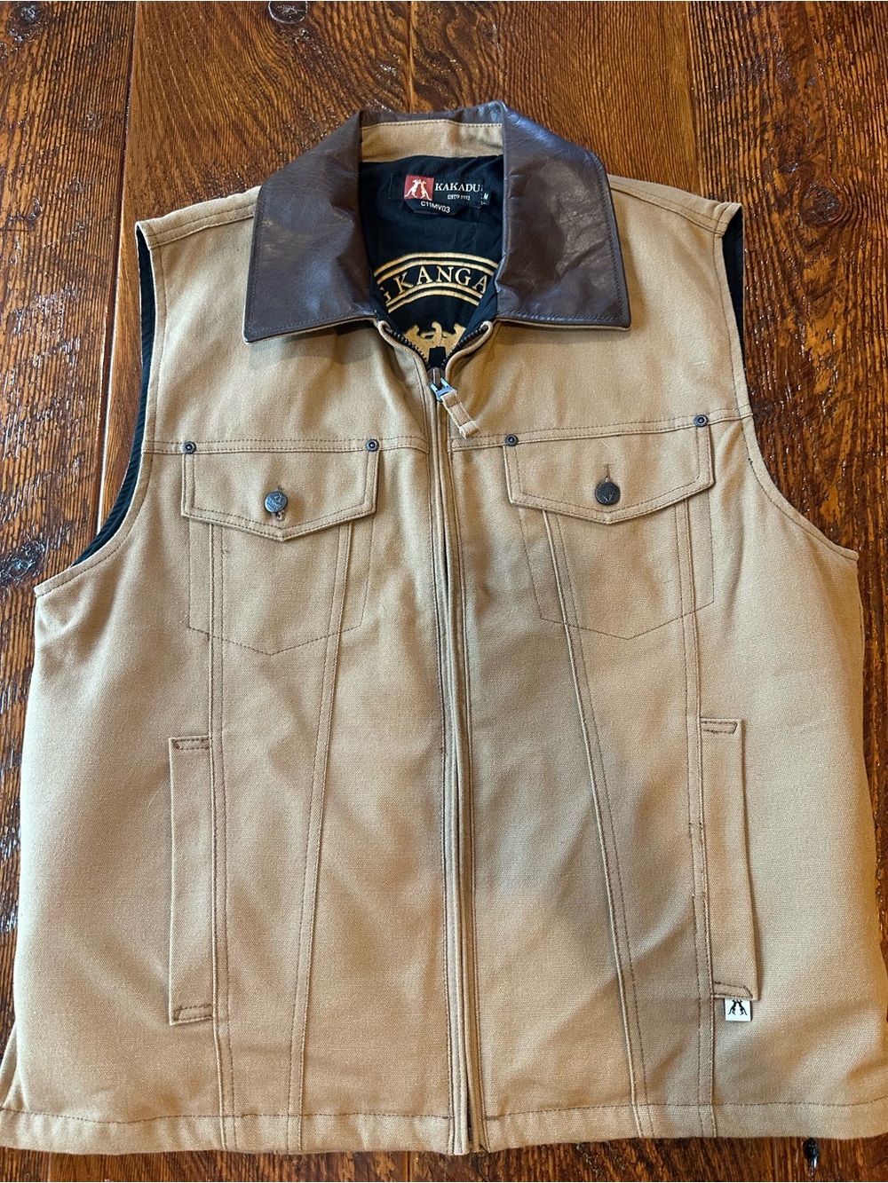 Kakadu Concealed Carry Canvas Leather Collar Vest Men’s M